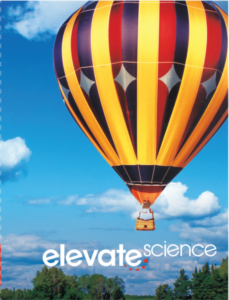 Elevate Science Grade 5 image: multi-colored hotair baloon with the word "Elevate" underneath